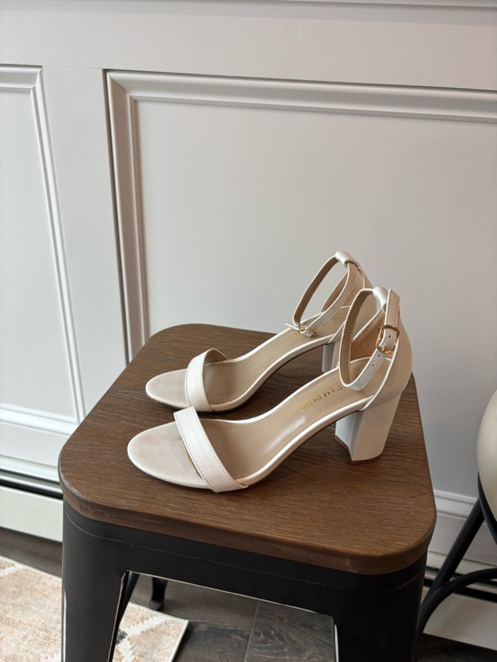 Women's Ankle-Strap Block Heel Sandals in White - Size 6.5